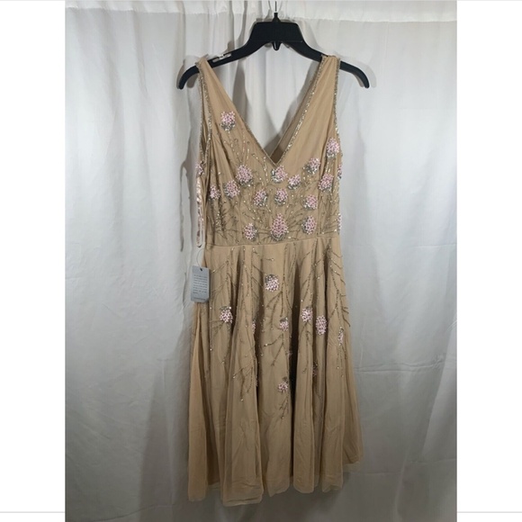 NWT! Adrianna Papell Embellished Tea-Length Dress [‎ SZ 10 ] - Picture 4 of 7